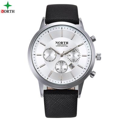 China Hot Selling North Chronograph Brand Men's Leather Strap Fashion Wristwatches for sale