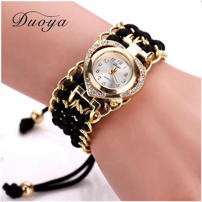 China Duoya Brand Chronograph Women Heart Fashion Watch Quartz Wristwatch Clock Ladies Vintage Dress Watch for sale