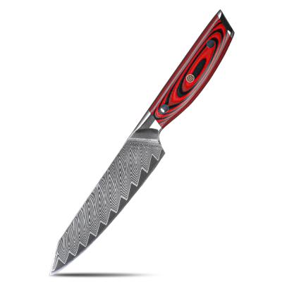 China Professional High Carbon Kitchen Sales Damascus Kitchen Knife 5 Inch Viable Hot Steel Serving Knife for sale