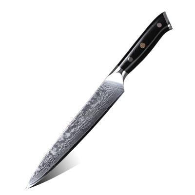 China Viable Professional 8 Inch Damascus Meat Carving Knife With Black G10 Handle for sale