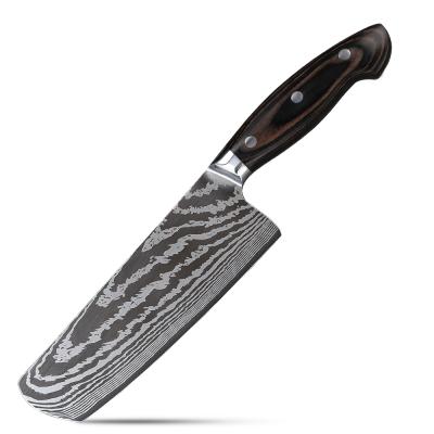 China Professinal Sustainable 7 Inch Stainless Steel Nakiri Knife With Pakkawood Handle for sale