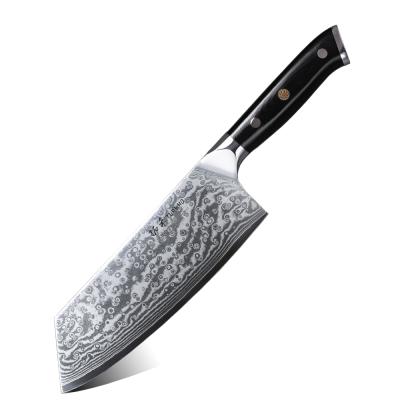 China 7.5 Inches Viable Chinese Damascus Cleaver with Group of Ten Black Full Tang Handle for sale