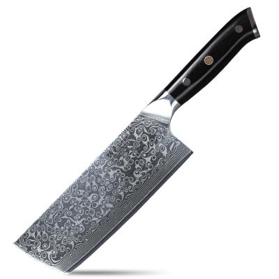 China Pro 7 Inch Sustainable Vegetable Cleaver Damascus Steel With Black G10 Handle for sale