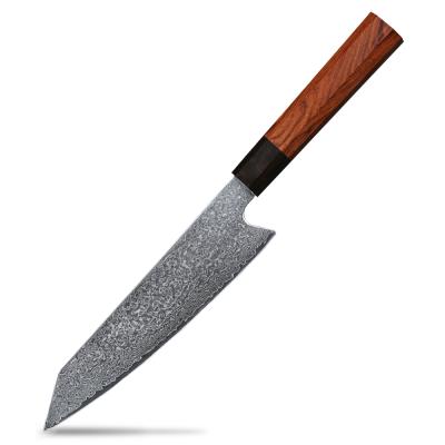 China Sustainable High Carbon Japanese Damascus Chef Knife With Rosewood Handle for sale