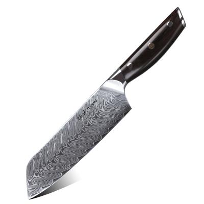 China LOGO Japanese Chef Knife made to order viable 7 inch Santoku Damascus Knife with Ebony Wood Handle for sale