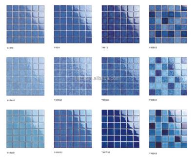 China 48*48MM Parquet Sky Blue Porcelain Classic Modern Glazed Ceramic Mosaic Slab For Swimming Pool Floor Border Slabs Swimming Pool Mosaics for sale