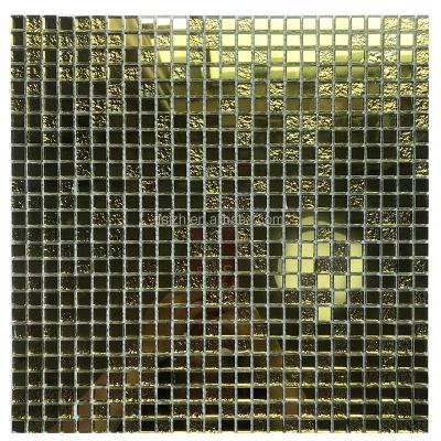 China Wholesale Cheap Bathroom Crystal Gold Mirror Flooring Glass Mosaic Slab Factory Cheap Glass Mosaic Slab for sale