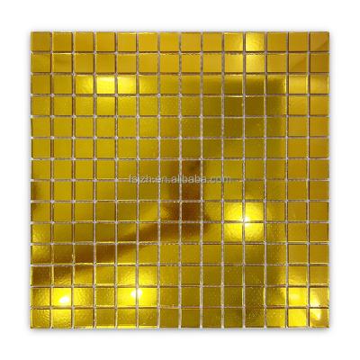 China Flooring Gold Mirror Crystal Glass Mosaic Slab Cheap Factory Wholesale Bathroom Glass Mosaic Slab for sale