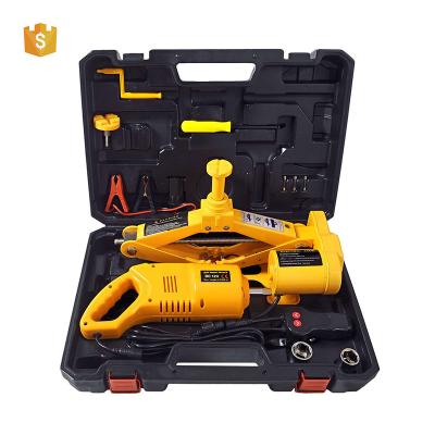 China Auto Repair Tools Mini Dc 12v 2t Electric Scissor Lift Car Jack And Impact Wrench And Tire Inflator All-in-one OEM Standard Hot Sale for sale