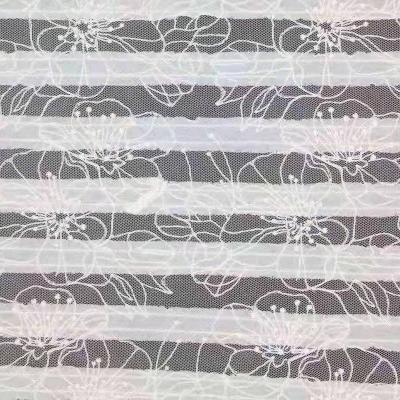 China JXS3852 breathable, flower design on net fabric fabric with cotton stripes for sale