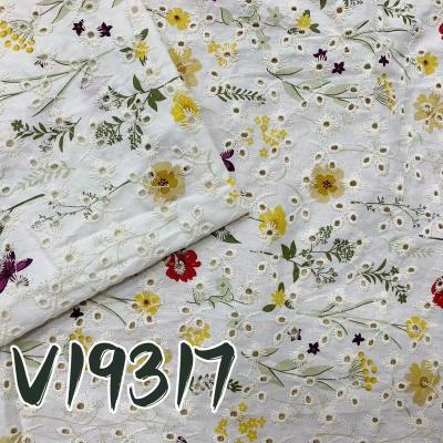 China Best Selling Breathable Summer Printed Ground Cotton Eyelet Embroidery Fabric For Girls And Women for sale