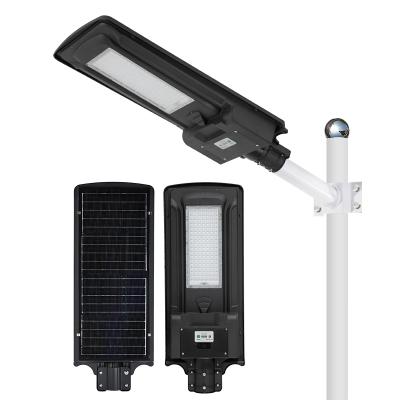 China Aluminum Sports Stadiums IP65 Waterproof Outdoor Timer 50w 100w 200w Integrated All In One Led Solar Street Light for sale