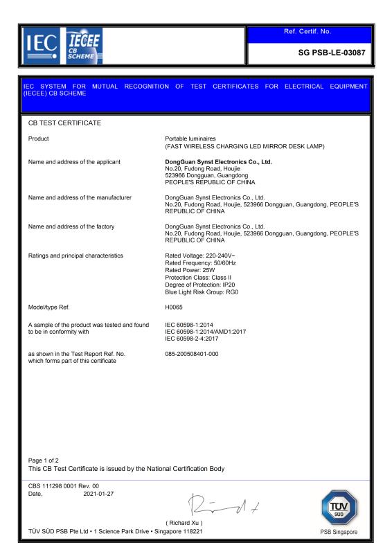 CB - Dongguan Synst Electronics Co., Ltd.