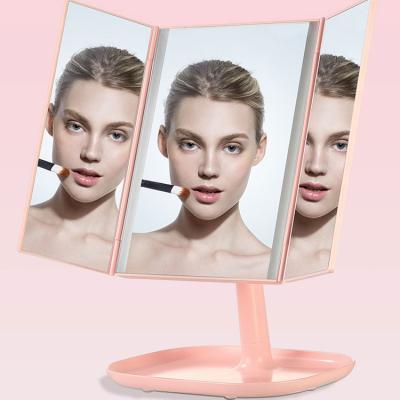 China Modern ABS Triple Lighted Smart Mirror Items Lighted Desk Mirrors for sale