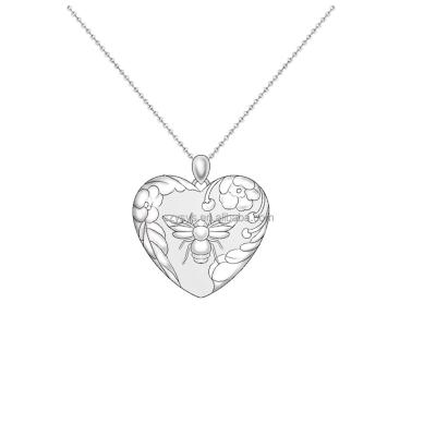 China JIACUI 925 Silver Jewelry Heart Pendant Necklace OEM/ODM Fashion Bee Necklace Heart Necklace For Women for sale