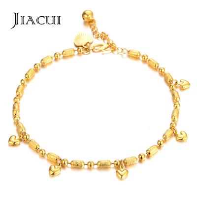 China Jiacui Jewelry Wholesale Copper Plating 18K Yellow Gold Heart Shaped Fashion Jewelry Chain Anklets For Women Girls for sale