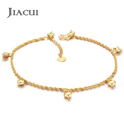 China Wholesale Jiacui TRENDY Heart Shape Adjustable Length Fashion 18K Gold Copper Alloy Anklet Chain Feet Jewelry for sale