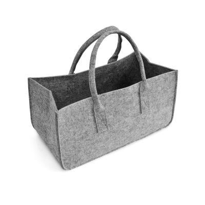 China Sustainable Custom Durable Clothing Organization Foldable Laundry Fabric Felt Firewood Storage Baskets With Handles for sale