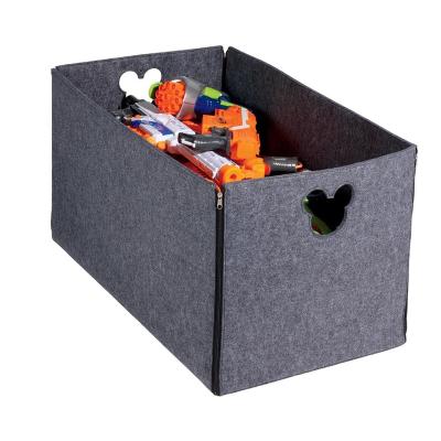 China Simple Viable Durable Rectangle Bedroom Style Foldable Laundry Fabric Felt Storage Baskets For Shelves for sale