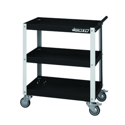 China Powder coating to resist scratching & New Solvent Markings 2022 Garage Tool Hand Push Cart Black Storage 3 Tray Tool Trolley for sale