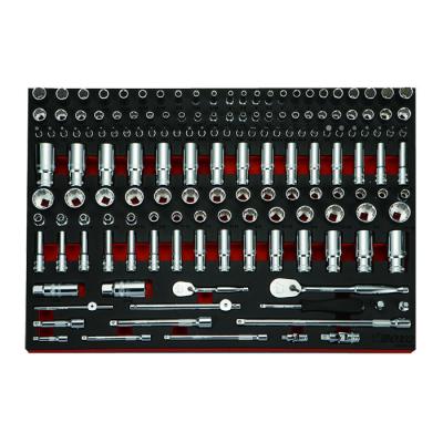 China Modular Tool Organization Socket Set Tool Metal Case Box 155pcs Key Socket Kit Combination Dr. Grip Tool Kit for sale