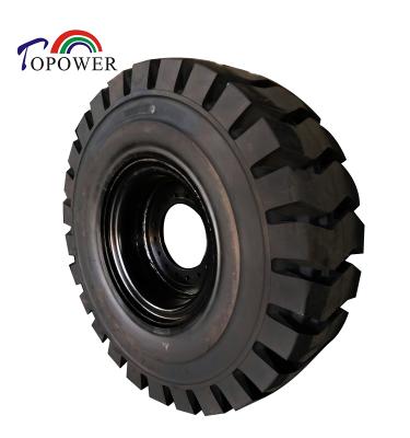 China Solid Natural Rubber OTR Loader Tire 16.00-25 Topower Brand for sale