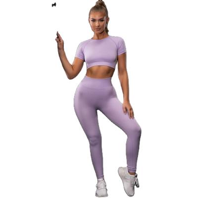 China Breathable Yoga Suit Women's Fitness Suit Quick Dry Yoga Shorts Bra Top Short Sleeve Long Sleeve Five Piece Set for sale