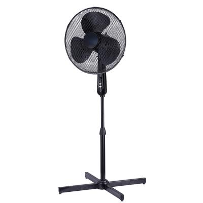 China Hotel Household 50w 125cm Size Black Color Standing Fan With Swing Head 3 Blades Around Cross Base for sale