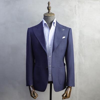 China Italian Style Plus Size MTM Custom Made Suit For Mens Lapel Business 100% Wool Peaked Blazer Bespoke Mens Suite Tailor Made Wedding Blue Suit for sale