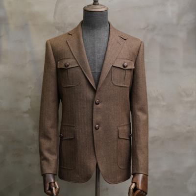 China Retro Viable Khaki Herringbone Flannel Safari Jacket Casual Sport Jacket OEM/ODM from MTM for sale