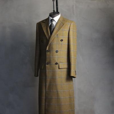 China Full Handmade Tailor Made Canvas Double Button Overcoat Long Coat Custom Made Men's Overcoat For Suit Business Woolen Overcoat Out Coat CMT for sale