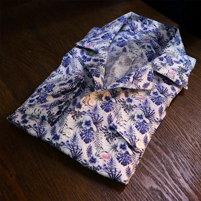 China Anti-Wrinkle MTM Camp Collar Floral Shirts Work Custom Mens Shirt Advertised 100% Cotton Aloha Shirt for sale