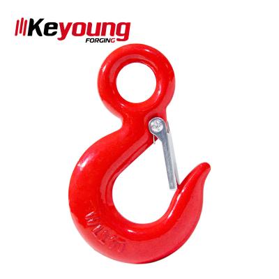 China Alloy Steel / Alloy Steel 320A 320C Carbon Steel Eye Drop Forged Lifting Hook With Latch for sale