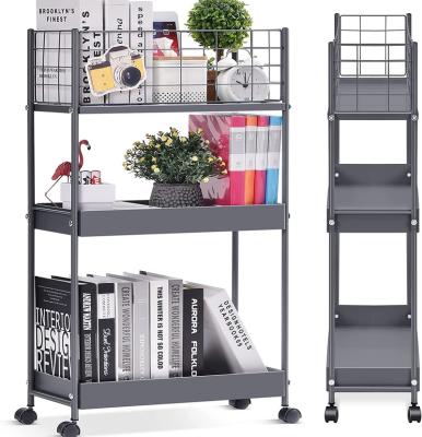 China Easy Assemble 3 Tier Rolling Utility Cart With Wheels Multifunctional Metal Storage Cart Organize Cart On Wheels for sale