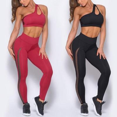 China New Mesh Gym Yoga Set Running Sportswear Fitness Bra Legging Workout Breathable Seamless Clothing Suit for sale