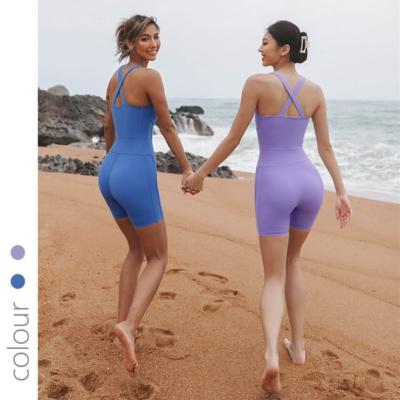 China Newest Breathable Knitted Seamless Yoga Overalls Pants Yoga Gym Wear Set Jumpsuit Workout Sets For Women for sale