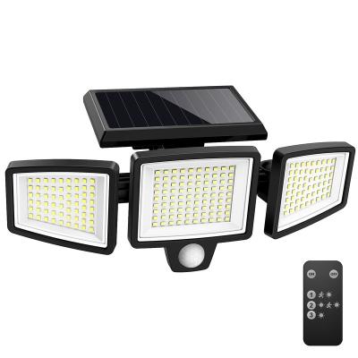 China Garden 3 Heads Security Waterproof Outdoor Solar LED Flood Garden Light With Remote Control for sale