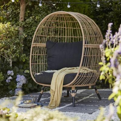 China Handmade Modern Rattan Woven Garden Iron Frame Outdoor Fabric Cushion/Comfortable Furniture Swing Chair Bird's Nest Beach Sofa for sale