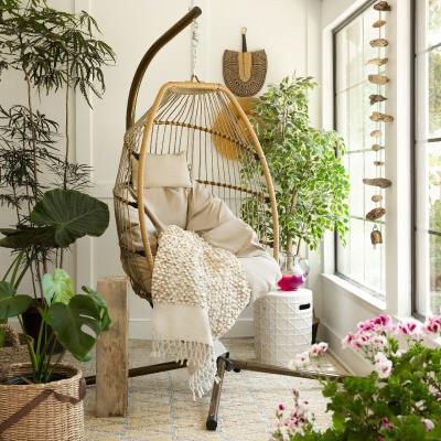 China Best Selling Modern Outdoor Swing Furniture Garden Chair Egg Rattan Outdoor Hanging Chair for sale