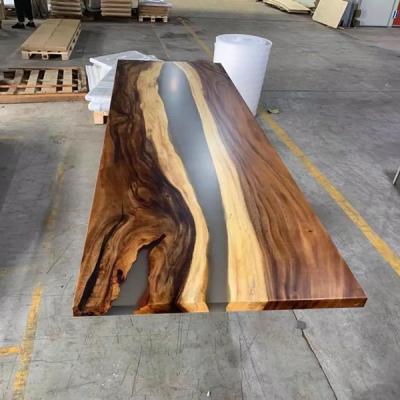 China Modern Customize Solid Wood Commercial Outdoor Hotel Restaurant Furniture Resin Height Walnut Wood Table for sale