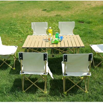 China Handmade / Comfortable Outdoor Metal Portable Barbecue Furniture Picnic Lightweight Collapsible Folding Camping Chair And Tables Set for sale