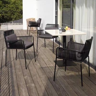 China Metal Aluminum Alloy Outdoor Chair Handmade/Comfortable Garden Furniture Outside Commercial Rope Weave Wicker Restaurant Patio Chair for sale