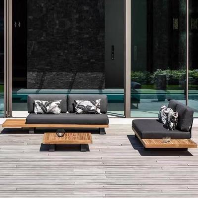 China Handmade / Comfortable Outdoor Wood Patio Furniture Teak Seat Sectional Sofa Set for sale