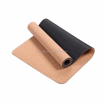 China Eco-Friendly High Density Eco-Friendly Non-Slip Mat Black Yoga Mat Printing Strip Cork Yoga Mat Custom Made for sale