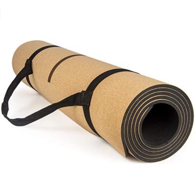 China Cork + Band Cork Rubber Yoga Pilates Mat Natural Non Toxic Optimal Cushioning With Large Handle And Soft Touch Perfect For Yogi Beginners for sale