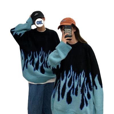 China Hot Sale 2021 Anti-Wrinkle Print Sweater Hip Hop Couples Loose Couple Oversized Knit Sweater For Men for sale