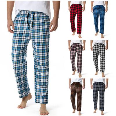 China 2021 Autumn New Men's Casual Flannel Plaid Yoga Straight Home Sleepwear Cotton Pajama Pants QUICK DRY Long Matching Pajama Pants for sale