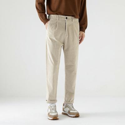 China Korean Custom Corduroy Anti-wrinkle Trousers Solid Color All-match Pants Casual British Men Fall/Long Men's Clothing Winter 2021 for sale