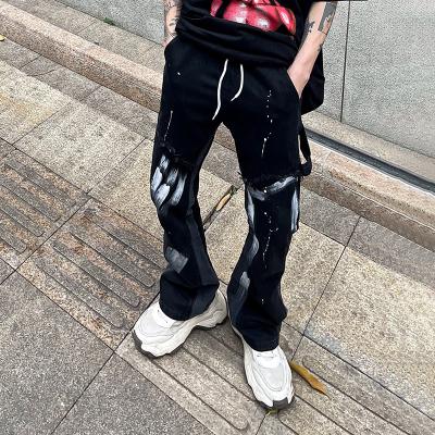 China 2021 new fashion high street QUICK DRY jeans flared pants men's summer INS trend thin loose casual pants for sale