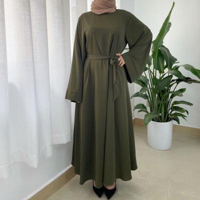 China Plus size new Middle East Dubai long dress 2021 plus size belt Muslim women's loose casual dress for sale